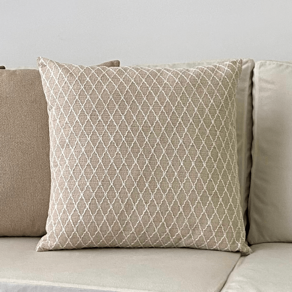 Light Beige Embroidered Pillow Cover