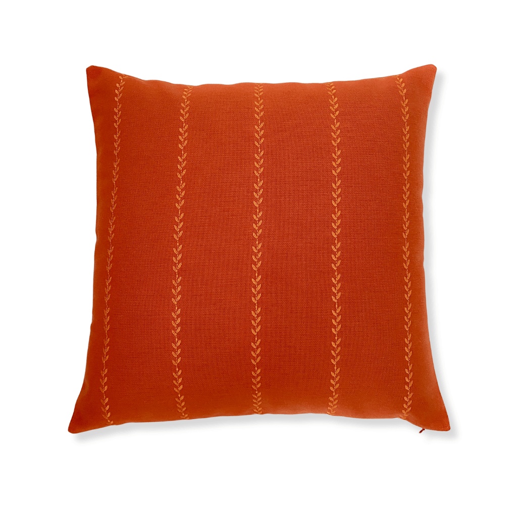 Terracota Embroidered Parallel Leaf Cords Pillow Cover