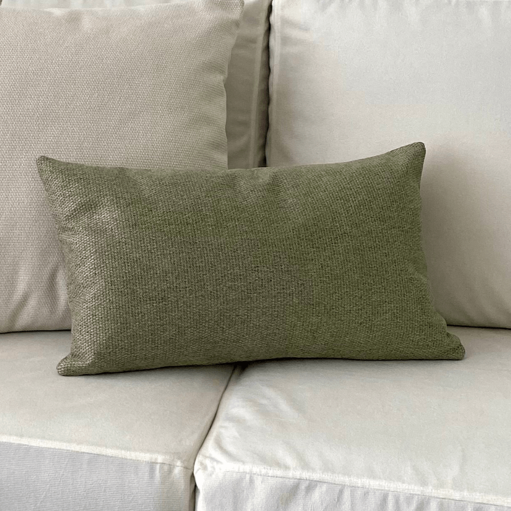 Green Woven Textured Lumbar Lumbar Pillow Cover