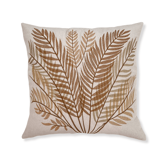 Earth Tones Embroidered Foliage Pillow Cover