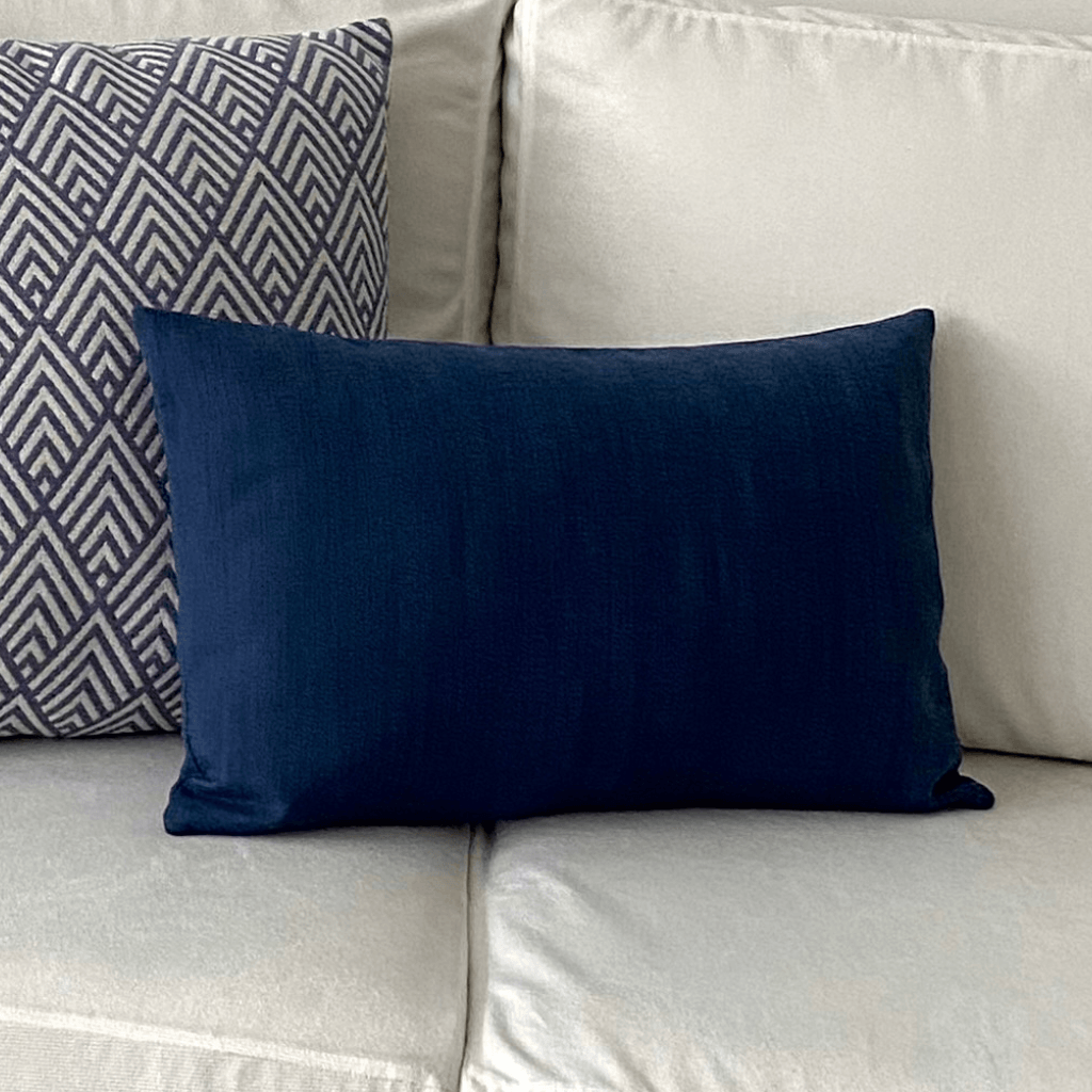 Navy Rustic Scratched Lumbar Pillow Cover