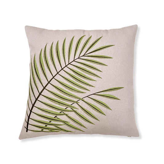 Green Embroidered Phoenix Palm Leaves Pillow Cover