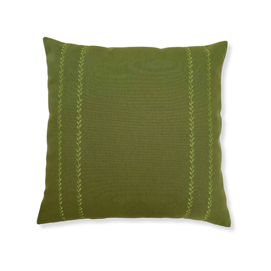 Green Embroidered Side Leaf Cords Pillow Cover