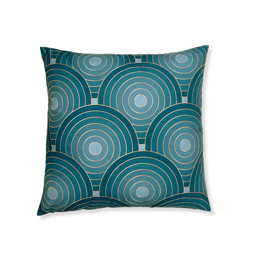 Green Velvet Gold Circles Pillow Cover