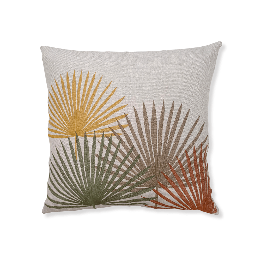 Four Colors Embroidered Palm Leaves Pillow Cover