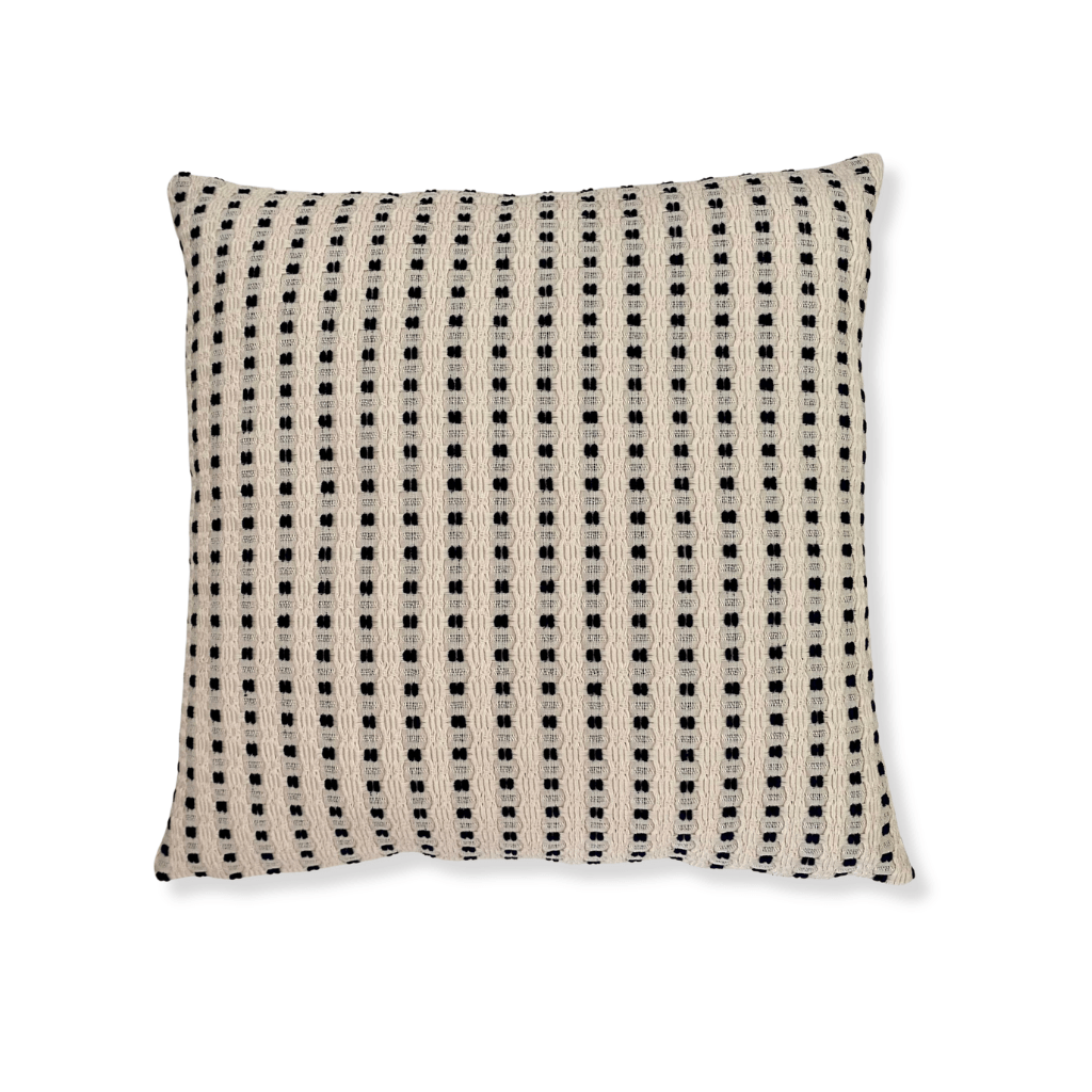 Light Beige/Navy Embroidered Pillow Cover