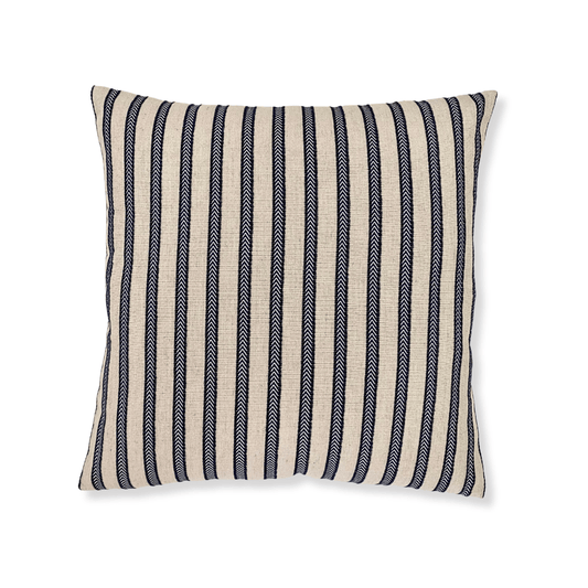 Embroidered Navy Stripes Pillow Cover