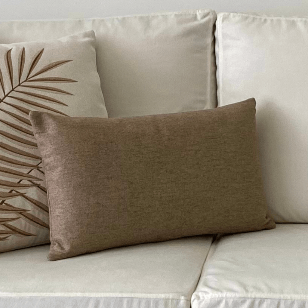 Brown Woven Textured Lumbar Pillow Cover