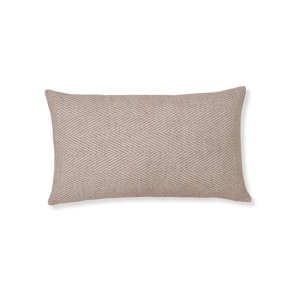 Beige Linen Chevron Lumbar Pillow Cover