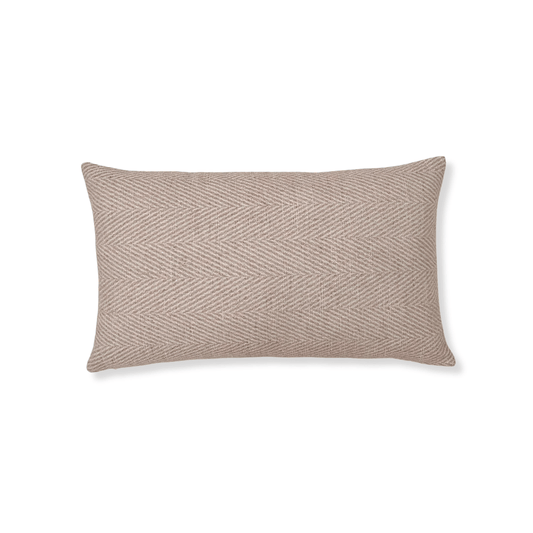 Beige Linen Chevron Lumbar Pillow Cover